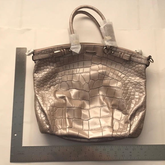 Coach gray embossed leather Madison Lindsey purse - Picture 2 of 4